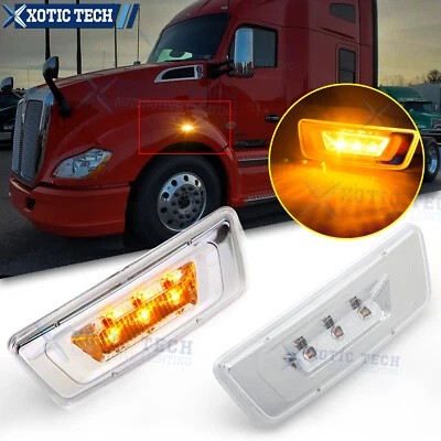 Lámpara de luz de señal LED ámbar transparente para camión para Kenworth T680 T700 T880 Foto 1 de 4