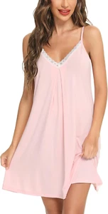 Chemise Sleepwear Lace Nightgown Soft Jersey Lingerie - Picture 1 of 12