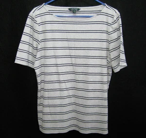 T-shirt RALPH LAUREN ragazza (taglia 2XL) grigia manica corta a righe - Foto 1 di 4