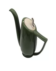 Red Wing IRIS Coffee Pot Ceramic Forest Green With Lid MCM Vintage Pitcher - Picture 1 of 7