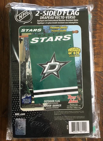 Dallas Stars 2-sided 28x44 Premium Embroidered Applique Banner Flag Hockey Cover