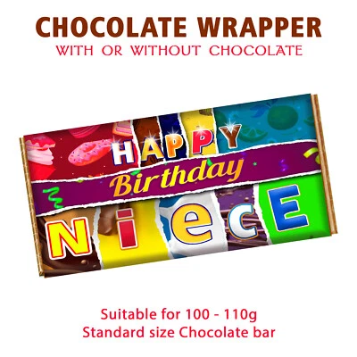 LITHUKI Happy Birthday Niece Chocolate Bar Wrapper Novelty Gift Present For Daughter