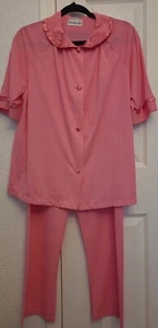 Vtg 70s Aristocraft Small Nylon Satin Pink Pants 2 Piece Lingerie Pajamas Lounge - Picture 1 of 8