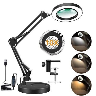 10X Magnifying Glass with Light and Stand2-in-1 Magnifying Desk Lamp with Cla... - Image 1 of 4