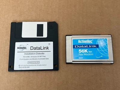 ActionTec FM560LK DataLink 56K Fax/Modem PCMCIA PC Card w/Installation Diskette - Image 1 of 2
