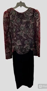 Vintage Scott McClintock Burgund Samt Gold Grün Glitzer Whimsigoth Fee MOB 8 - Bild 1 von 13