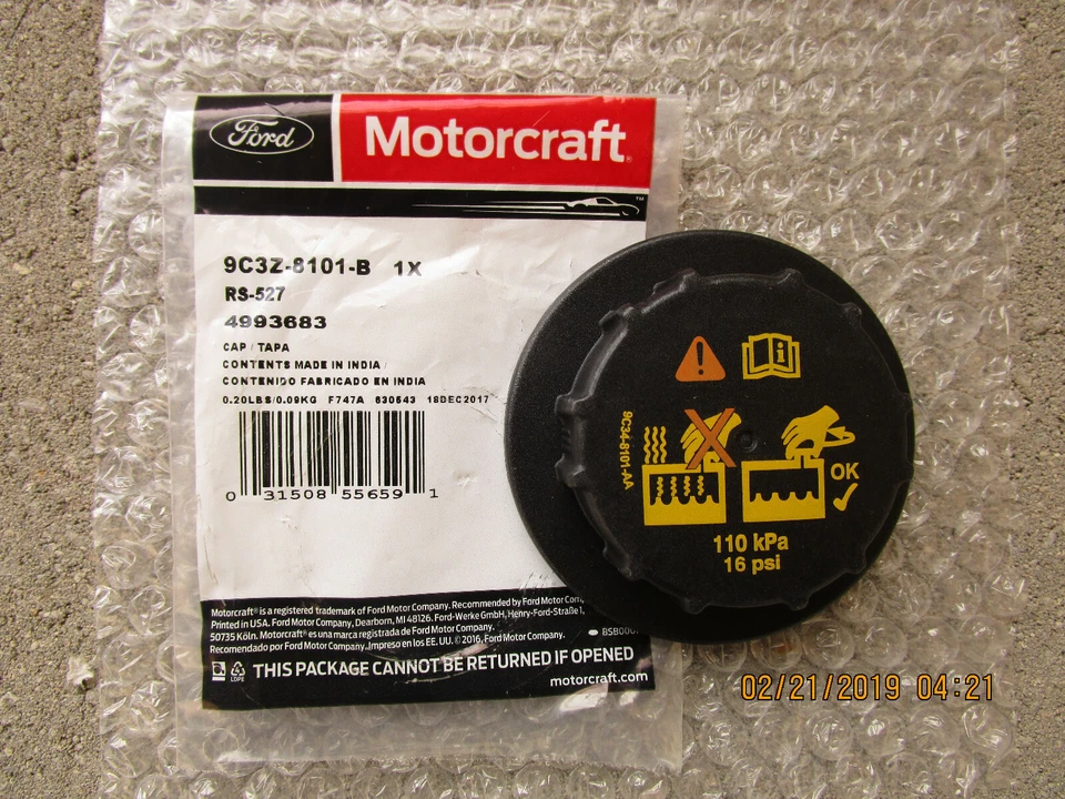 FORD MERCURY 9C3Z8101B MOTORCRAFT RS527 RADIATOR ENGINE COOLANT FLUID CAP NEW - Image 1 of 2