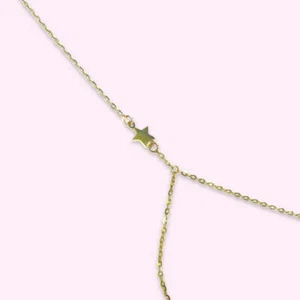 Solid 14k Yellow Gold Single Star Hand Chain Size Small - Picture 1 of 2