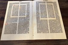 1485 Anton Koberger Incunabula Illuminated Bible Double Leaf Set RARE