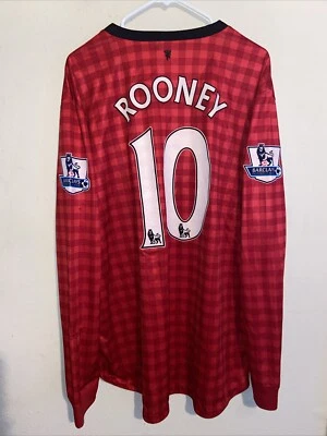 Camiseta Manchester United Nike 2012 2013 Wayne Rooney manga larga talla 2XL roja Foto 1 de 4
