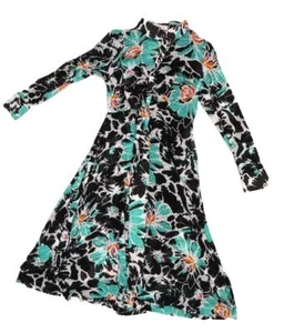 Diane von Furstenberg Damen schwarz Sana Blumen Schweizer Punkte Wickel Midi Kleid M $ 498 - Bild 1 von 7