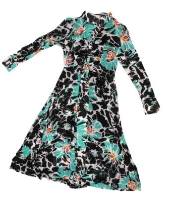 Vestido midi Diane Von Furstenberg negro Sana floral punto suizo envolvente M $498 Foto 1 de 4