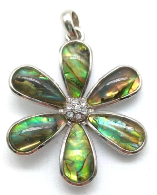 Кулон Lia Sophia серебристого цвета цветок водяной лилии абалона и хрустальные стразы - Изображение 1 из 4