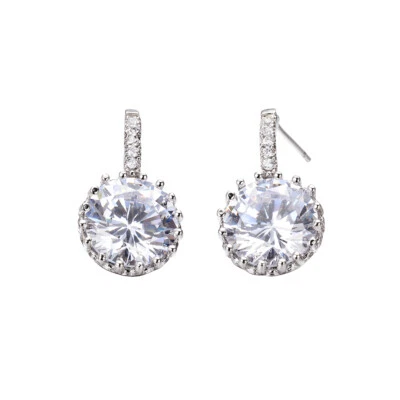 Argento Sterling Solitario 8mm Zirconi Goccia Mezzo Cerchio Eternity Orecchini - Immagine 1 di 4