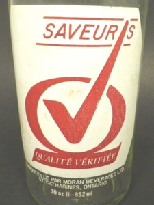 vintage ACL Soda Pop Bottle:  SAVEURS of ONTARIO - 30 oz FRENCH & ENGLISH sides - Picture 1 of 5