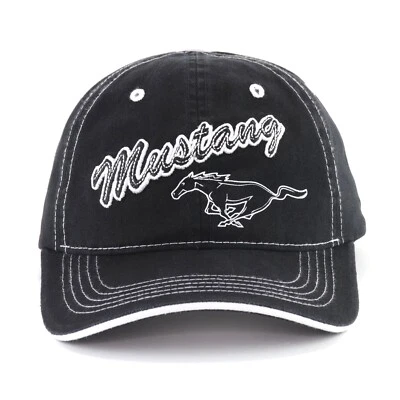 Gorra de béisbol Ford Mustang Pony Puff 3D Script negra algodón no estructurado Foto 1 de 4