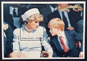 SIERRA LEÓN PRINCESA DIANA ESTAMPILLAS EN MEMORIA SS MNH 1997 PRÍNCIPE HARRY REALTY - Imagen 1 de 1