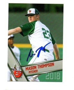 Mason Thompson signed autographed 2018 Fort Wayne Tincaps team card Round Rock b