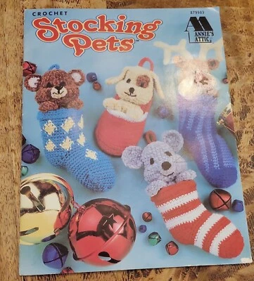 Stocking Pets Crochet Puppy Mouse Teddy Bear Reindeer Bunny Cow Slippers Pig Cat - Image 1 of 4