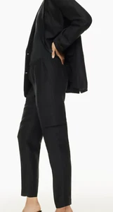 Babaton Women's Titan Linen Cargo Pant Size 00 Black Straight Leg Ankle Pull On - Picture 1 of 11