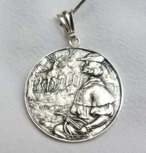 Ciondolo Sant'Uberto Patrono dei Cacciatori in argento 925 - Foto 1 di 3