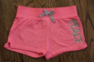 Girls Cherokee Pink 'Peace' Comfortable Shorts, Elastic Waist, Size Large 10-12 - Image 1 of 4