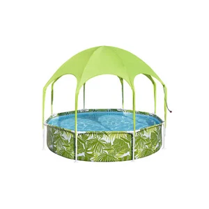 H2OGO! Kids Splash-in-Shade Round Above Ground Pool with Canopy Sunshade, Green - Picture 1 of 10