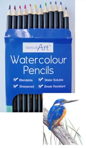 12 Watercolour Pencils Artist Drawing Painting Sketching Art Water Colour pencil - Picture 1 of 6