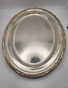 Plato de plata antiguo ovalado hecho en Inglaterra 16" - Imagen 1 de 19