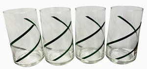 Georges Briard Set of Four Vintage Crisa Drinking Glass Green and White 16 Oz - Picture 1 of 8