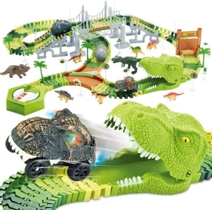 Dinosaur Race Track Toys Flexible World Road Playset Car Train Toddler Kids Toy - Picture 1 of 27