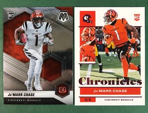2021 Mosaic Football Ja'Marr Chase Rookie RC #307 & Chronicles Pink Foil LOT - Picture 1 of 4