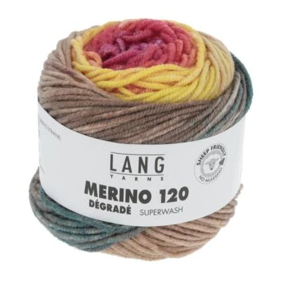 LANG YARNS Lana Creativa! Filati Lunghi - Merino 120 Degrade Fb. 7 arcobaleno 50 g