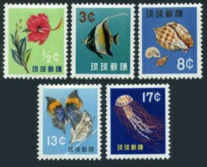 RyuKyu 58-62, MNH. Mi 72-76. Hibiscus, Moorish idol,Shell, Butterfly, Jellyfish. - Picture 1 of 1