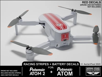 Potensic Atom 2 / Atom Series Racing Stripes With Battery Decals Numbered # 1-4 - Image 1 of 3
