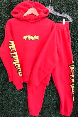 Пуловер толстовка с капюшоном и тренировочные штаны Alphalete Alphaland комплект для бега красный мужской размер S - Изображение 1 из 4