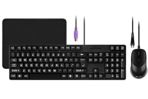 MCSaite Wired PS2 104 Keys Computer Keyboard and Mouse Combo Big Print Letters - Picture 1 of 7
