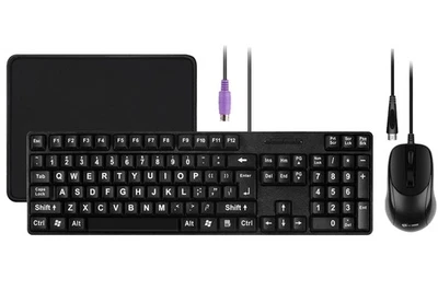 MCSaite Wired PS2 104 Keys Computer Keyboard and Mouse Combo Big Print Letters - Image 1 of 4