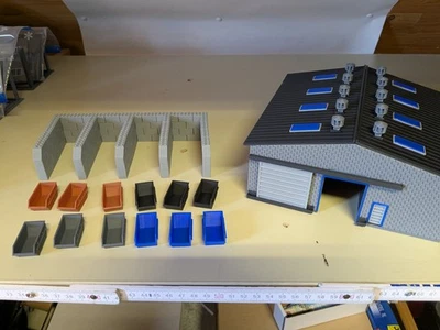 H0 HO 1:87 Gebäude Wertstoff - Recycling Halle I mit Bunker vormontiert swgr (1) - Bild 1 von 4