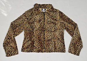 Vintage Jacke Rave 4 Real Gr. S/M 80er schimmernd Leopardenmuster Reißverschluss Made USA - Bild 1 von 10