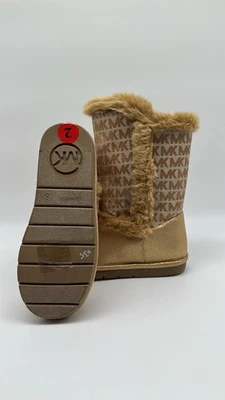 Michael Kors Lettie 2 TAN Niñas Botas de Piel Sintética Dorado Talla 2 EE. UU. Nuevas  Foto 1 de 4