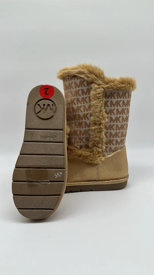 Michael Kors Lettie 2 TAN Niñas Botas de Piel Sintética Dorado Talla 2 EE. UU. Nuevas  Foto 1 de 4