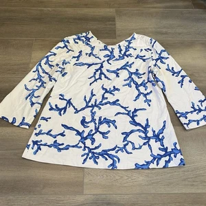 Top estampado coral J. McLaughlin manga 3/4 tela Catalina para mujer talla grande?? - Imagen 1 de 7