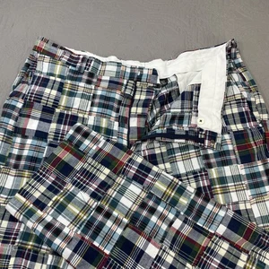 Pantalone Jos A Bank Uomo 44x30 Patchwork Madras Plaid 100% Cotone Preppy Colorato - Foto 1 di 8