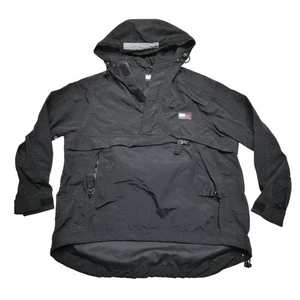 Vintage Tommy Hilfiger Jacket Mens Medium Hooded Anorak Pullover Flag Logo 90s - Picture 1 of 12