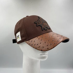 PBR Bull Riders Brown Snapback Hat One Size Faux Ostrich Bill Logo Cap CAT - Picture 1 of 10
