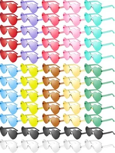 60 Pairs Heart Shaped Sunglasses Rimless Heart Glasses Frameless Party Shades... - Picture 1 of 7