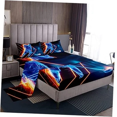 Teens Ice Hockey Bed Sheets Boys Puck Sheet Set for Kids Girls Full Multi 3 - Image 1 of 4
