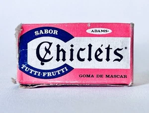 MEXICO Vintage 1968 Adams CHICLETS Single Serve 1.5” Chewing Gum Box candy PINK - Picture 1 of 7