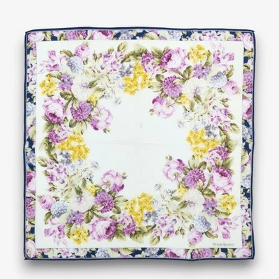 Vintage 90s Yves Saint Laurent Handkerchief YSL Floral Neckerchief Scarf - Image 1 of 4
